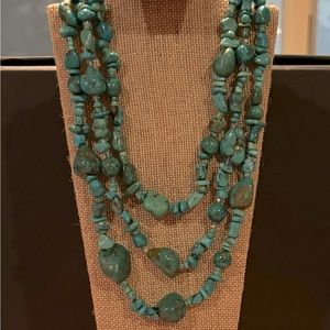 Triple-strand turquoise and 925 SS necklace